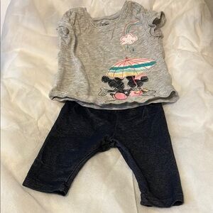 Gray Graphic Disney Tee and Dark Leggings Set